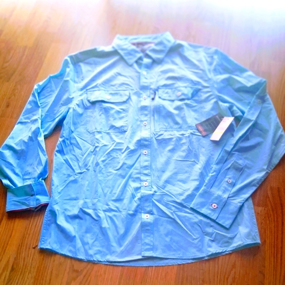 NWT Mens Blue Shirt By FLAG & Anthrm, Sz M,     Msrp  $69.50 - Picture 1 of 7
